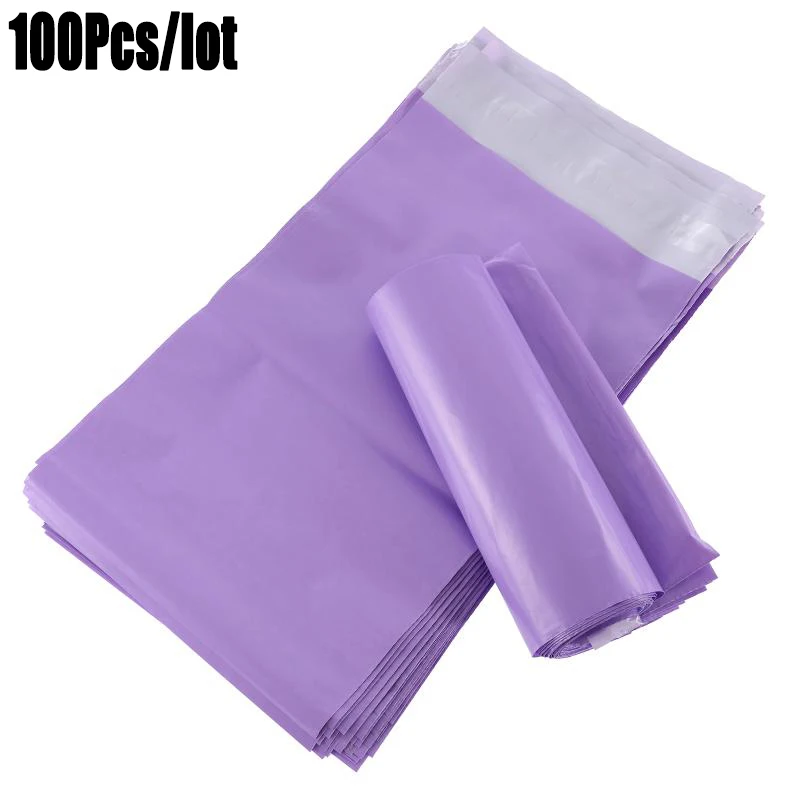 100Pcs Purple Courier Mailer Bags Packaging Poly Package Plastic Self-Adhesive Mailing Express Bag Envelope Postal Pouch Mailing