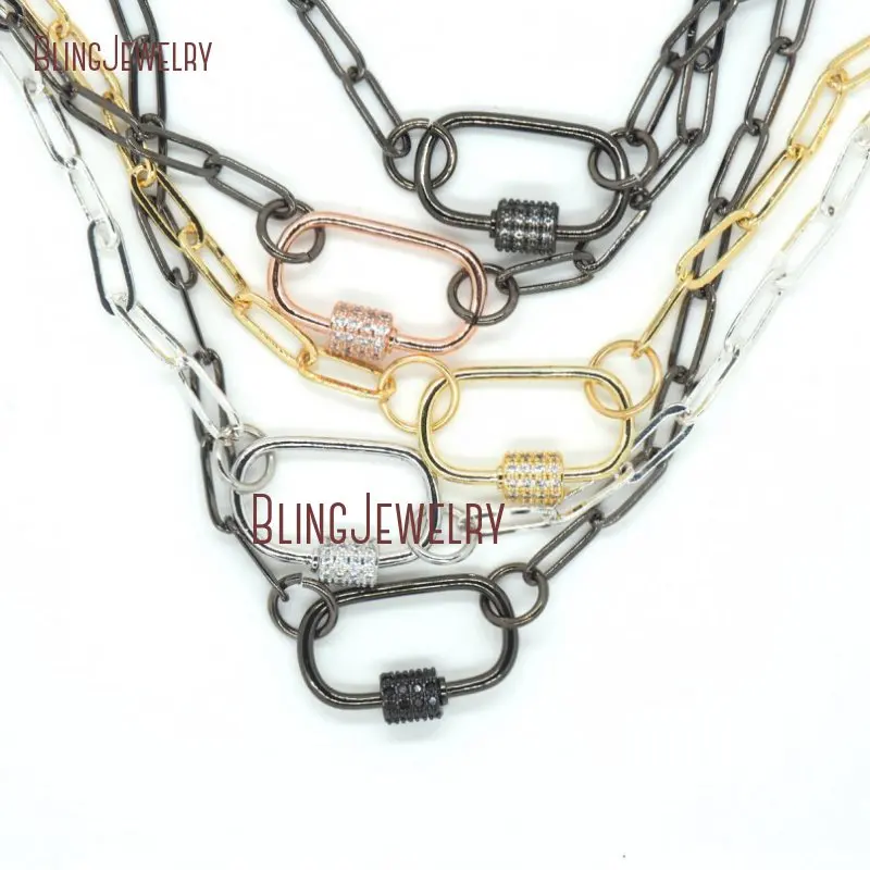 Овальный замок ожерелье розовое золото серебро пистолет черный карабинный