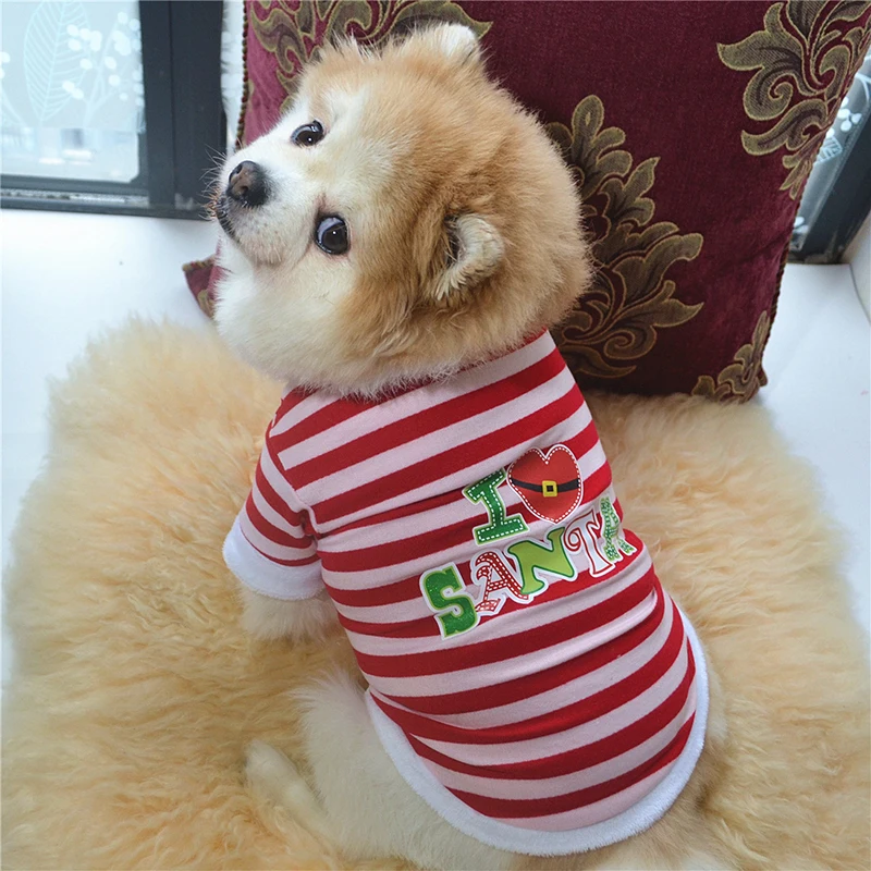 

Dog Sweater Sweatshirt Puppy Dog Cat Costume Clothing Christmas Pet Clothes Cute Durable Warm Soft With Plush Rim Stripe