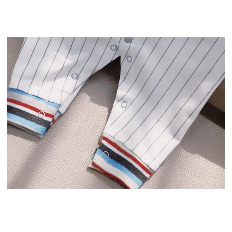 

Spring and Autumn New Infant Striped Letter One-piece Clothes 3-24M Baby Boys Cotton Soft and Breathable Long Sleeve Romper