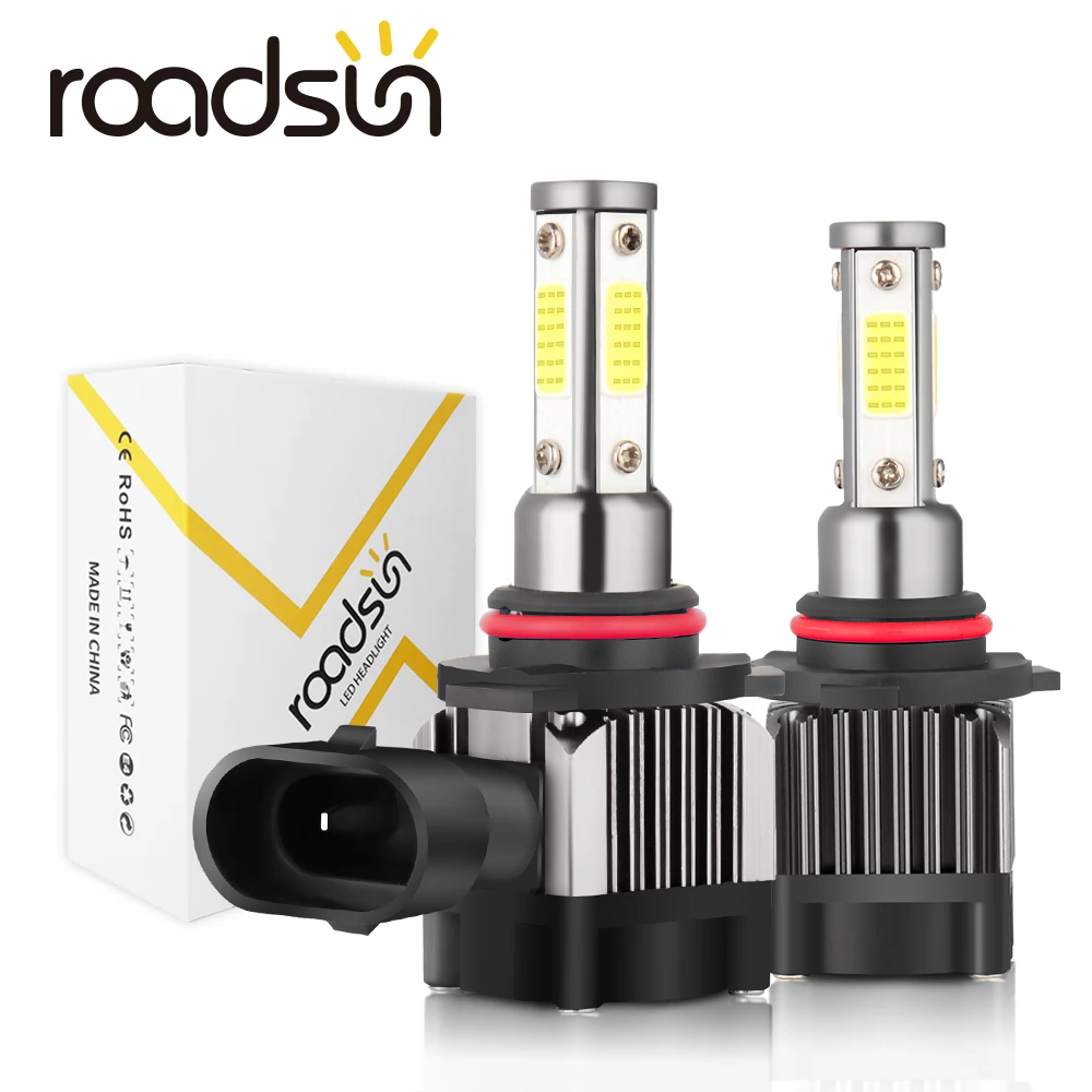 Roadsun-bombillas LED H4 H7 para faro delantero de coche, Luz antiniebla automática, 12V, 12000LM, haz Alto y Bajo, 9006 HB4 9005 HB3, 6000K