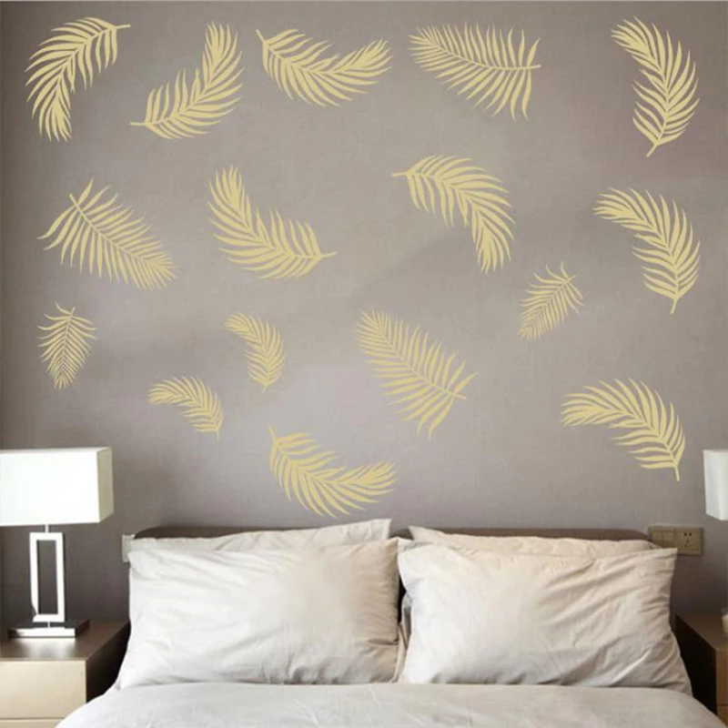 

DIY Gold Feather Wall Sticker Living Room Home Decor Vinyl WallSticker Boy Girl Teen Bedroom Wall Decoration Art Removable Mural