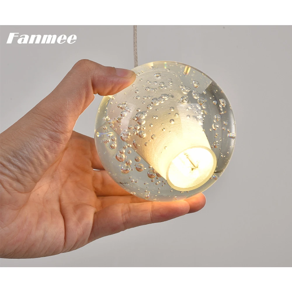 

Modern LED Chandelier Lighting Indoor Clear Crystal Villa Pendant Light Bubble Cristal Stairs Light Fixture Kitchen Island Lamp