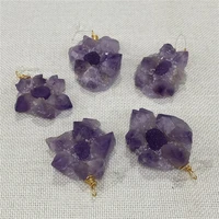 natural stone natural shape amethyst pendant crystal gem pendant reiki stone for handmade diy necklace bracelet ornament making