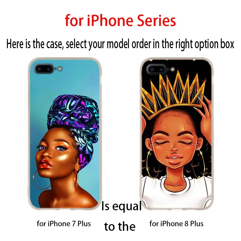 Soft Silicone Case For iPhone 13 12 11 Pro 7 8 6 6s Plus XR XS Max Cover Mini SE 2020 Funda Etui Afro Girls Art | Мобильные телефоны