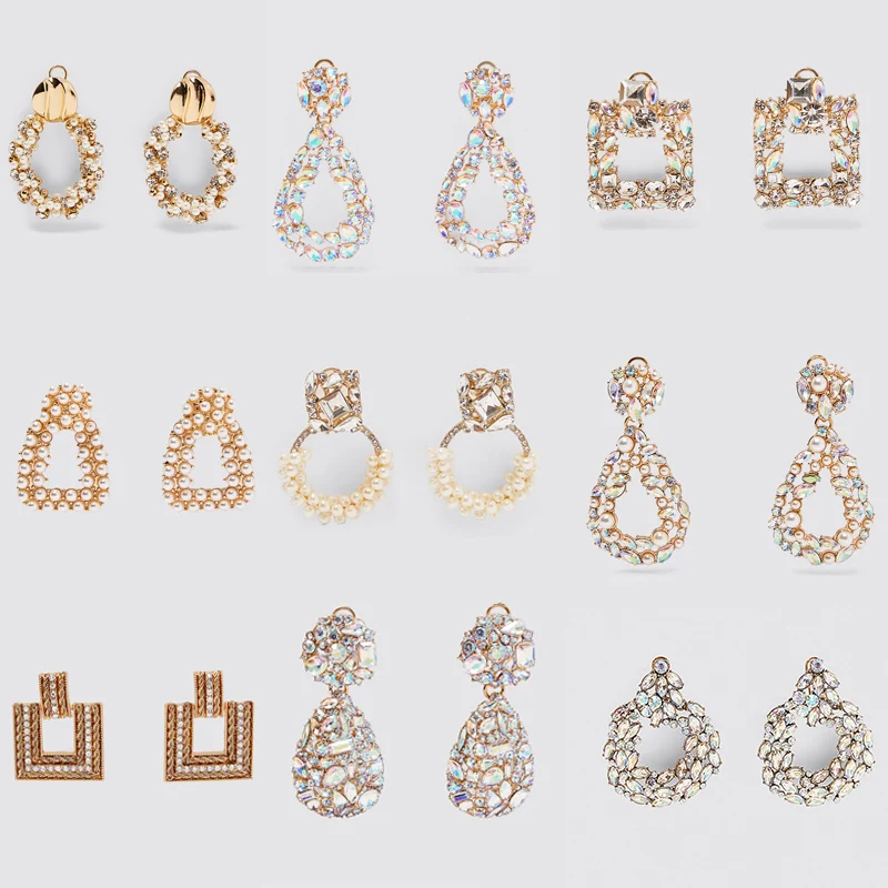 Женские серьги подвески с кристаллами FASHIONSNOOPS богемные жемчужные ювелирные