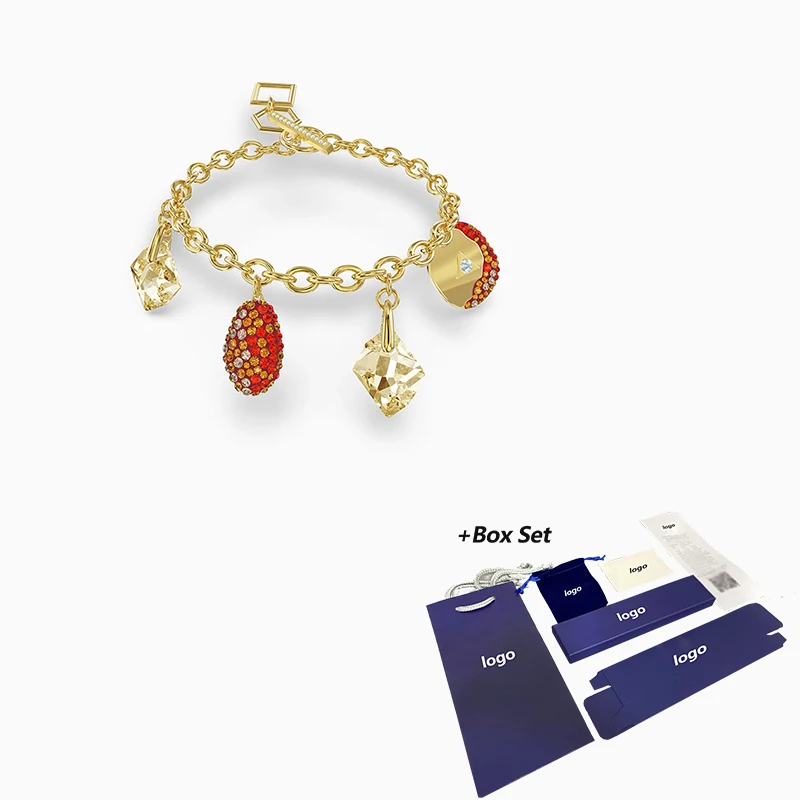 

2020 Fashion Jewelry SWA New THE ELEMENTS Bracelet Gold Glamorous Red Drop-shaped Decoration Female Romantic Luxury Jewelry Gift