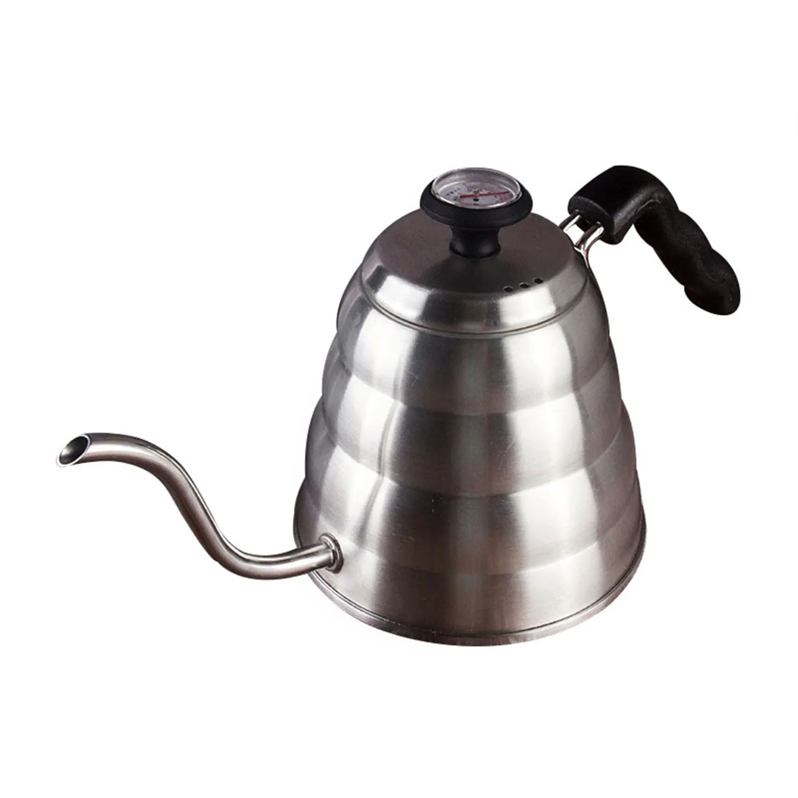 

1.2L Stainless Steel Kettle with Thermometer for Exact Temperature Gooseneck Thin Spout Breathable Vent Kitchen Tool