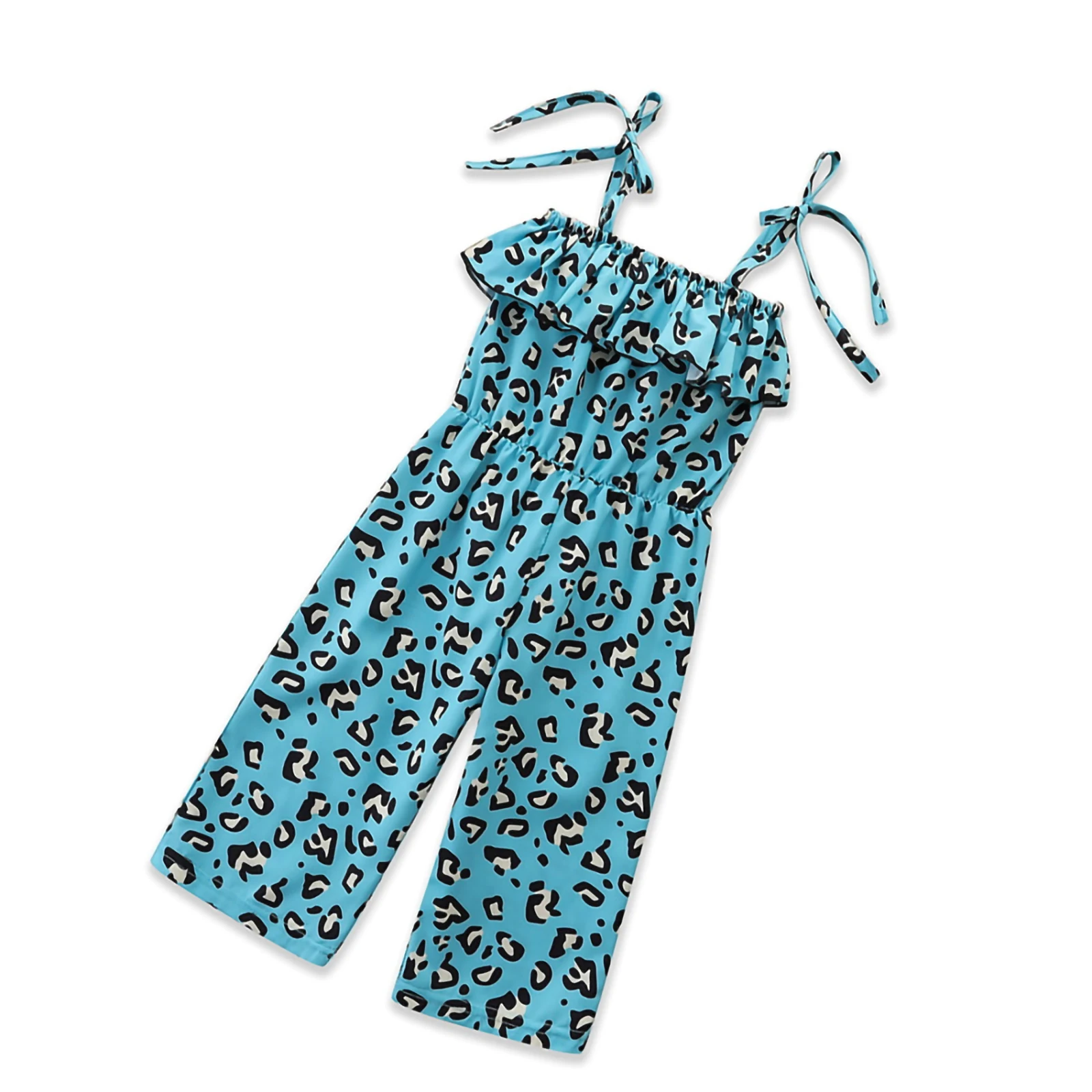 

1-6Y Kids Girl Soft Cotton Sling Romper Suit Leopard Sling Jumpsuit Summer Suspender Pants