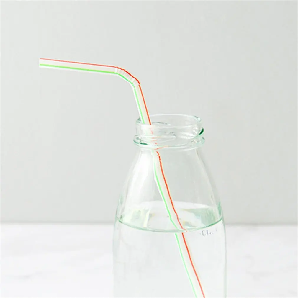 100 Pcs Flexible Plastic Solid White Party Tea &amp Coffee Shop Disposable Drinking Straws Wedding Decorations | Дом и сад