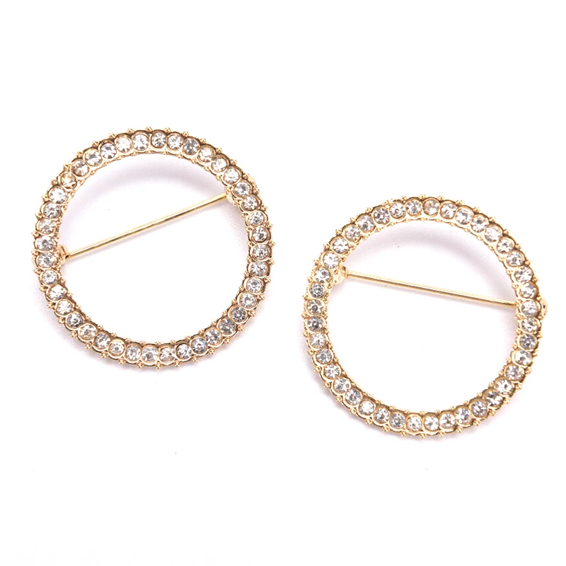 Женская ажурная брошь Стразы с цирконом зажим для шарфов шали модная круглая