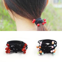sainmax 50pcspack multi color and red ball hair tie for girl and women three circle in one hair band