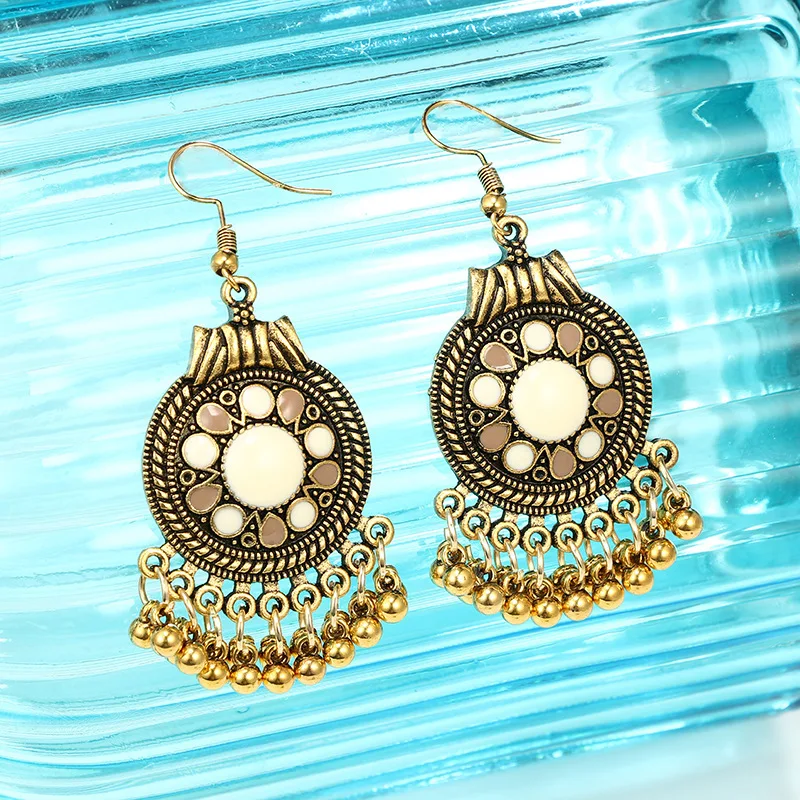 Серьги гвоздики для ногтей модные украшения с геометрическим рисунком круглой