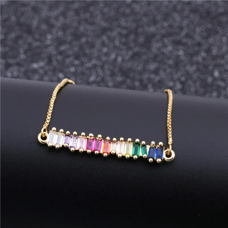 Богемный Цветной Медный циркониевый браслет креативный Регулируемый Золотой