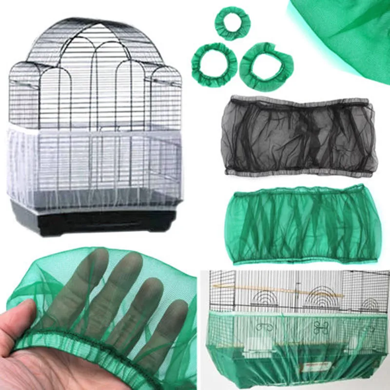 

Nylon Mesh Receptor Seed Bird Parrot Cover Soft Easy Cleaning Nylon Airy Fabric Mesh Bird Cage Cover Catcher Bird Supplies
