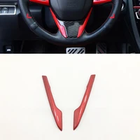 for honda civic 10th 2016 2017 2018 abs plastic red car steering wheel button frame cover protector accessories car styling 2pcs