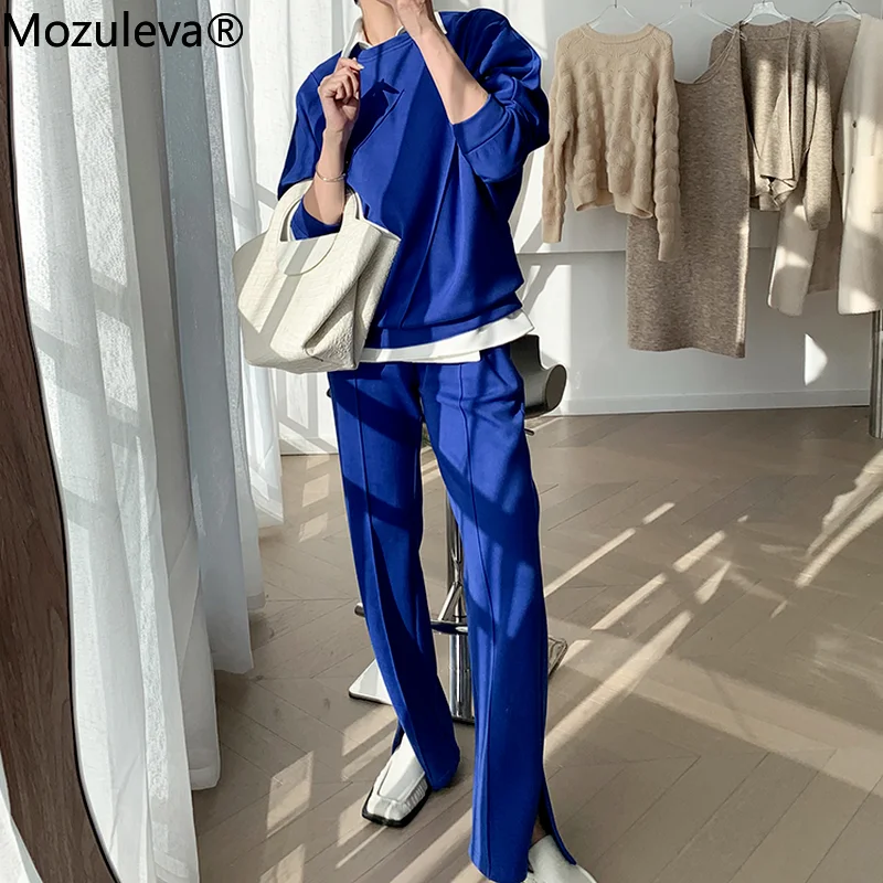 Mozuleva 2022 Women Cotton Sweatshirt Suit Oversized Sets Female Stylish O Neck Loose Sweatshirt + Long Pants Suits Sets