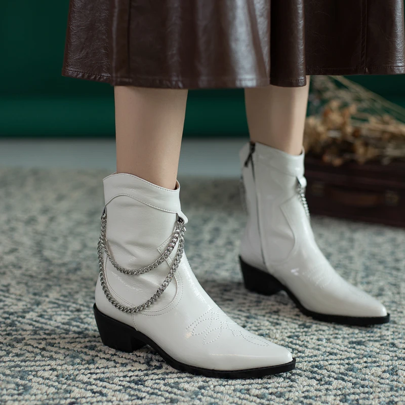 

Xiuningyan/Женские Ботинки Martin с цепочкой; Обувь из натуральной кожи; Женские ботильоны; Модные полусапожки на молнии; Женская обувь; 2020