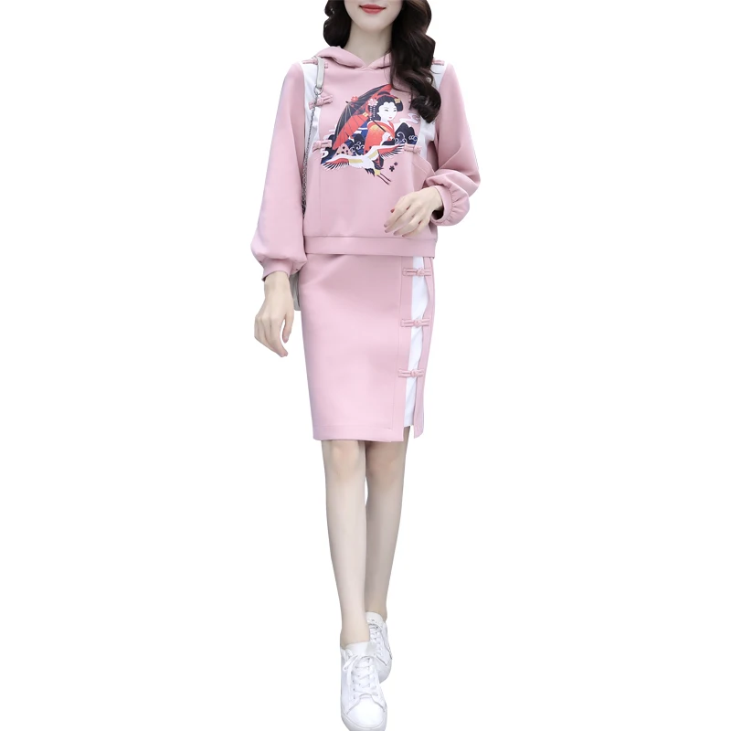 

Chinese wind blast street son who dress suit the new female qiu dong two-piece plus velvet thickening brim minus age