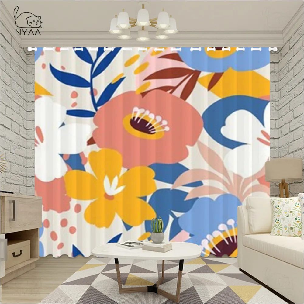 Плотные минималистичные Цветочные занавески тканевые для фотографий в гостиную