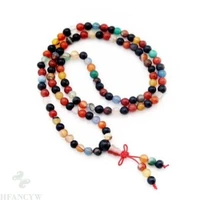 6mm 108 colorful agate stone bead necklacebracelet handmade spirituality cuff classic monk bless unisex wrist natural
