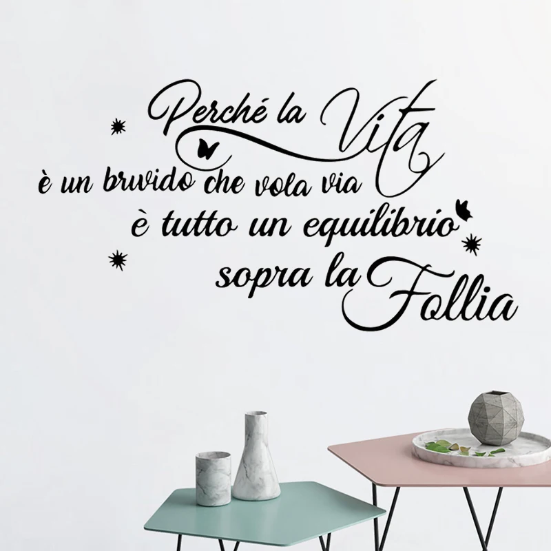 

Italian Singer Inspirational è Tutto Un Equilibrio Quote Vinyl Wall Stickers Kids Room Music Star Song Decals Decoration RU2045