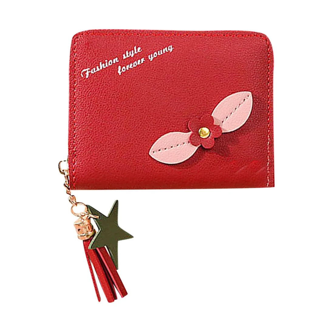 Женский однотонный Кошелек для монет улицы модный тренд лист бахрома кожа мелочи