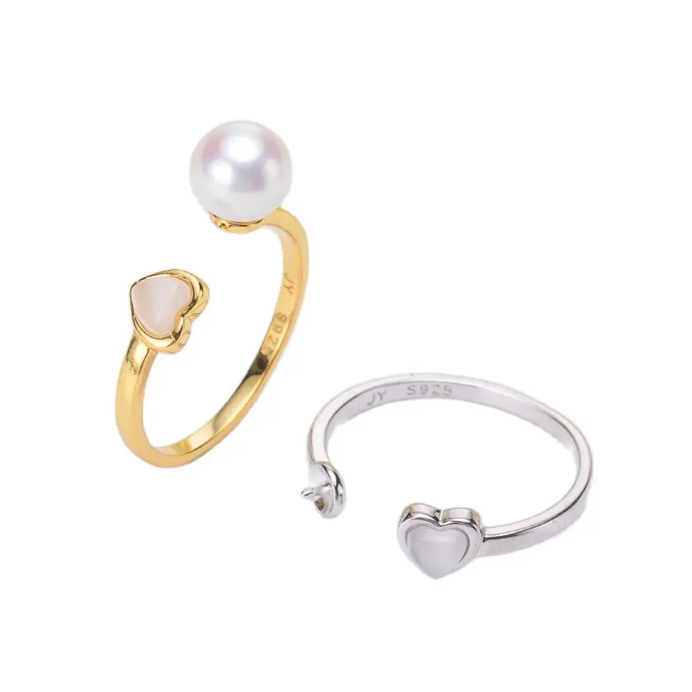 

Pearl Ring Settings, Fashionable Ring Findings, Adjustable Size 925 Silver Ring Jewelry DIY Making No Pearl