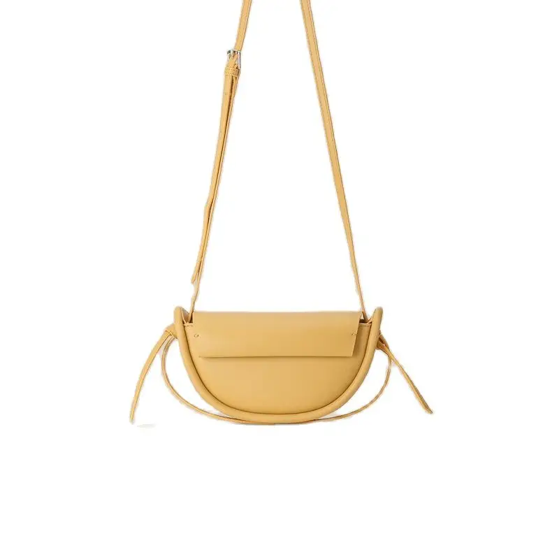 

Women Mini Luxury Genuine Leather Semicircle Saddle Bag 2021 Fashion Two-layer Leather One-shoulder Or Diagonal Mobile Phone Bag
