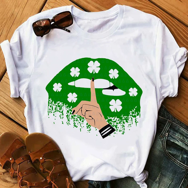 

Graphic Tee Women's T-shirt Lips Printing Casual Summer Tshirt 2020 Short Sleeve Harajuku White Shirt Top Female Clothing