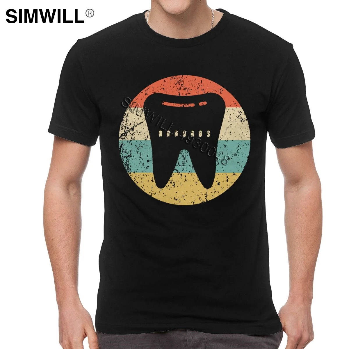 Винтажная футболка с зубами и дантистом Мужская мягкая хлопковая коротким