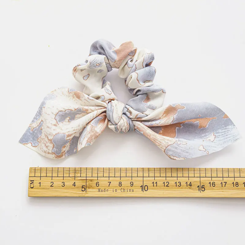 

New Rabbit Ear Bowknot Elastic Hair Bands Women Girls Floral Print Scrunchies Hair Ties Ponytail Holder Headband Hair Accessorie