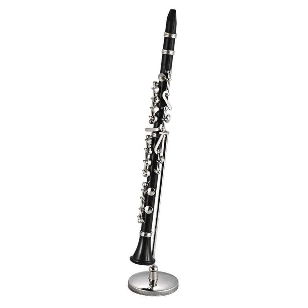 Mini 16cm Clarinet Model Kit Exquisite Desk Musical Instrument Display Bass Decoration With Leather Box Bracket Musicaltoy | Спорт и