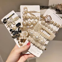 1set korean fashion pearl hair clip pin for women girls sweet bows hairpin wedding hair accessories christmas new year gift 2021