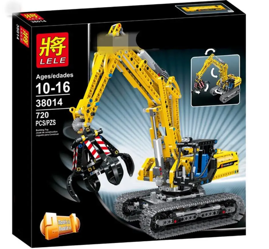 LELE 38014 Technic 720 шт экскаватор 2 в 1 инженерный гусеничный автомобиль трактор строительные блоки совместимый Technic 42006