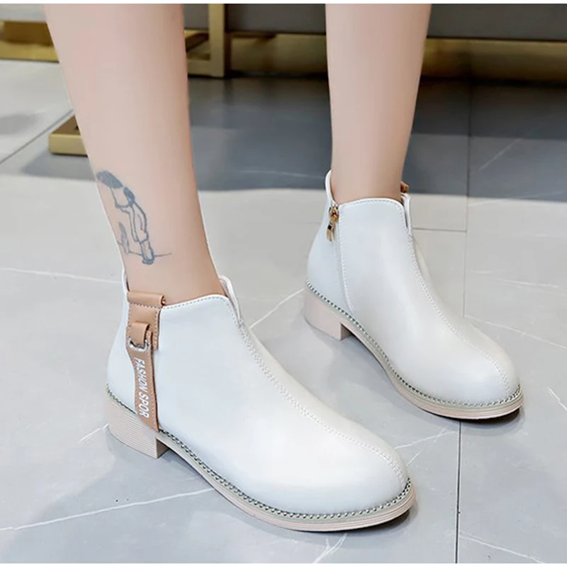 Женские осенние ботильоны на платформе и низком каблуке женские модные