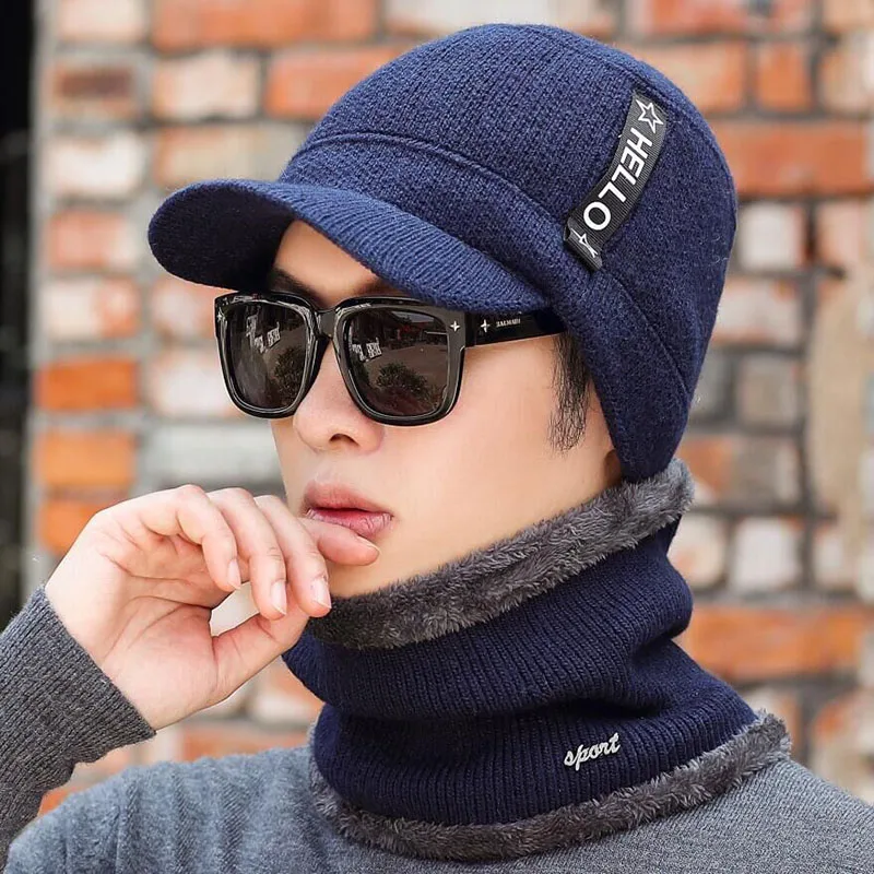Зимние шапки Скалли Beanies шапка для мужчин и женщин шерстяная вязаная теплая плюшевая шапочки с шарфами Балаклава маска Knitted шапка вязаная зимняя Лыжная шапка
