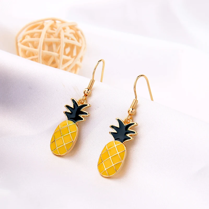 Модное Новое поступление желтая эмаль ананас серьги для женщин свадебный