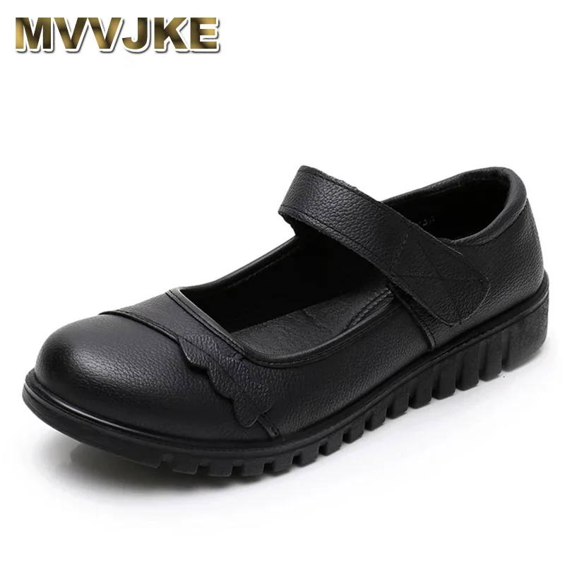

MVVJKE Soft Bottom Women Flats Genuine Leather Mother Shoes Comfort Oxford Shoes For Women Shoes Women Loafers Plus Size 41
