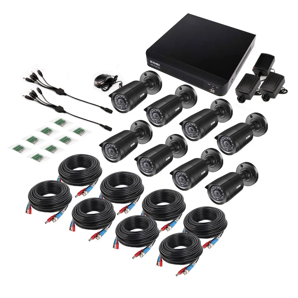 ZOSI 8CH CCTV система 1080N HDMI TVI CCTV DVR 8 шт 720P уличная инфракрасная камера видеонаблюдения 1280 TVL камера система видеонаблюдения