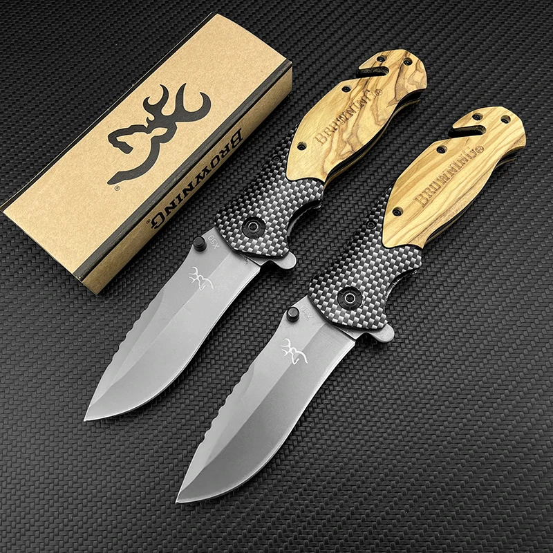 

Browning X50 Folding Knife Wooden Handle 440C Steel Blade Tactical Military Survival Knife Pocket Outdoor Camping EDC Multi Tool