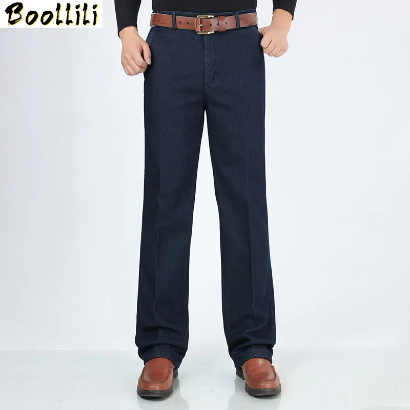

Джинсы мужские классические деловые, повседневные эластичные штаны из плотного флиса, утепленные брюки из денима, большие размеры 30-42, Осень-зима