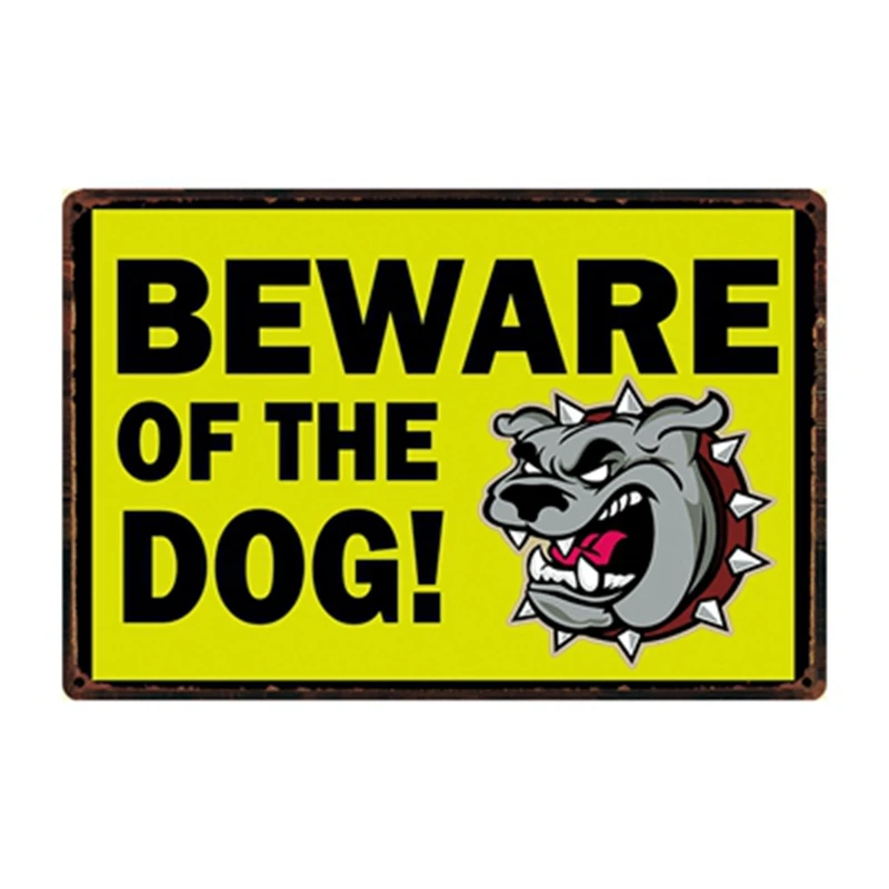 

[ Kelly66 ] Pets Shop Warning Beware Of The Dog Metal Sign Tin Poster Home Decor Bar Wall Art Painting 20*30 CM Size Dy87