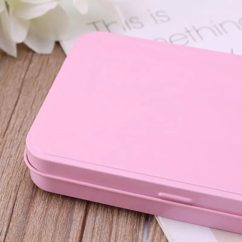 

Pink Organizer Case Small Metal Storage Box For Currency Money Candy Key Eye Shadow Portable P15D