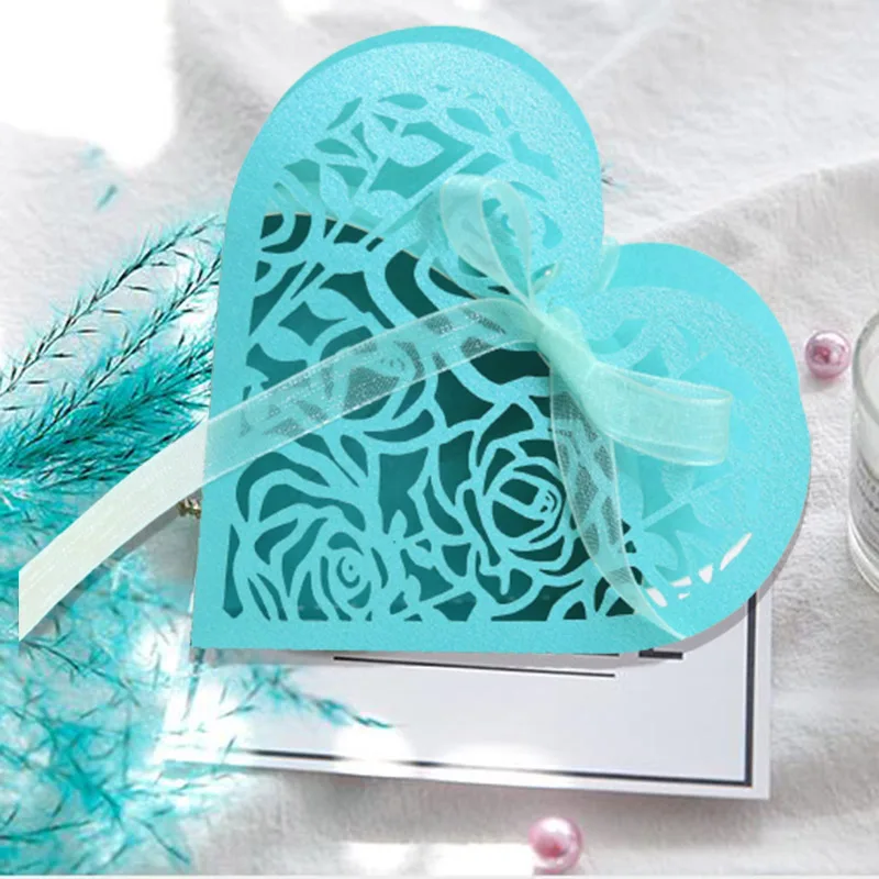 50 шт Розовое и цветок Лазерная резка свадебные подароки Сувениры Коробка DIY полый