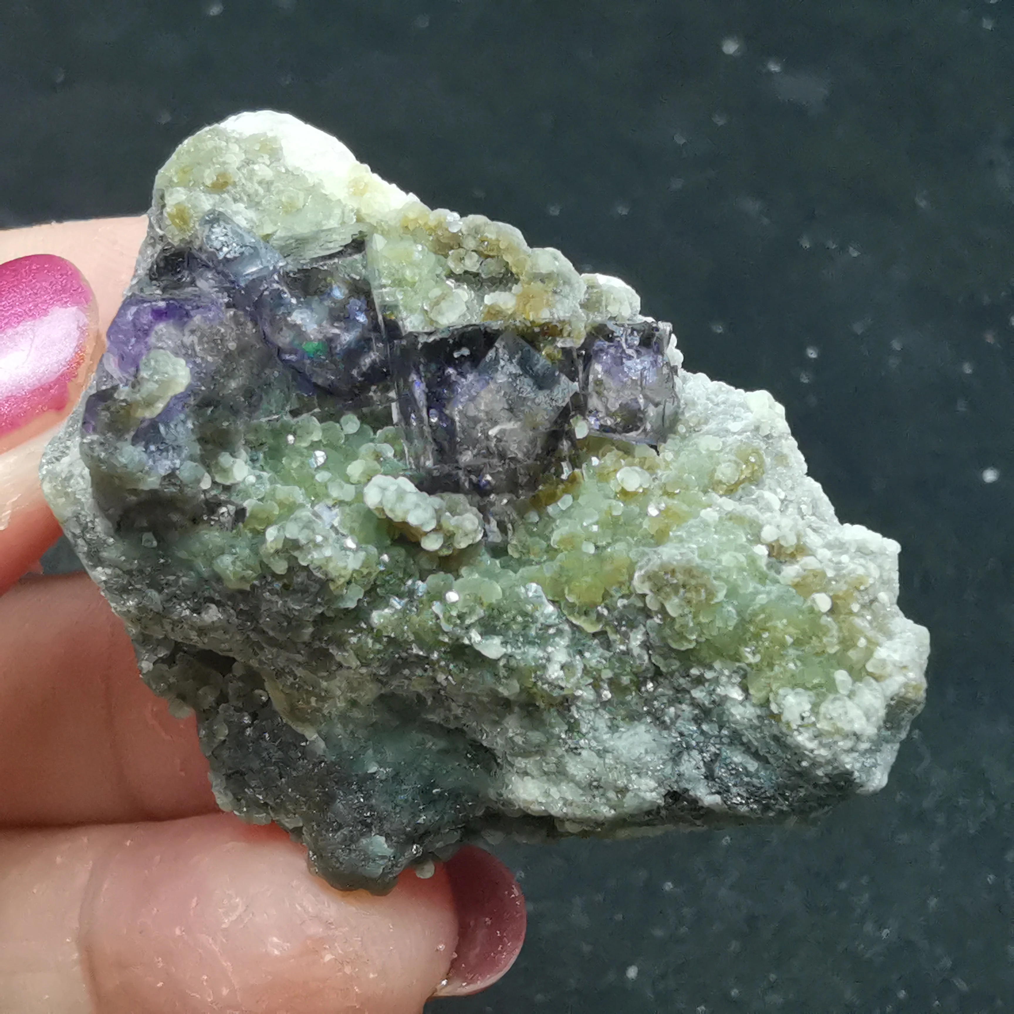 

32.3gNatural rare purple fluorite and mica paragenetic quartz mineral specimen rock original gem crystal energy healing crystal