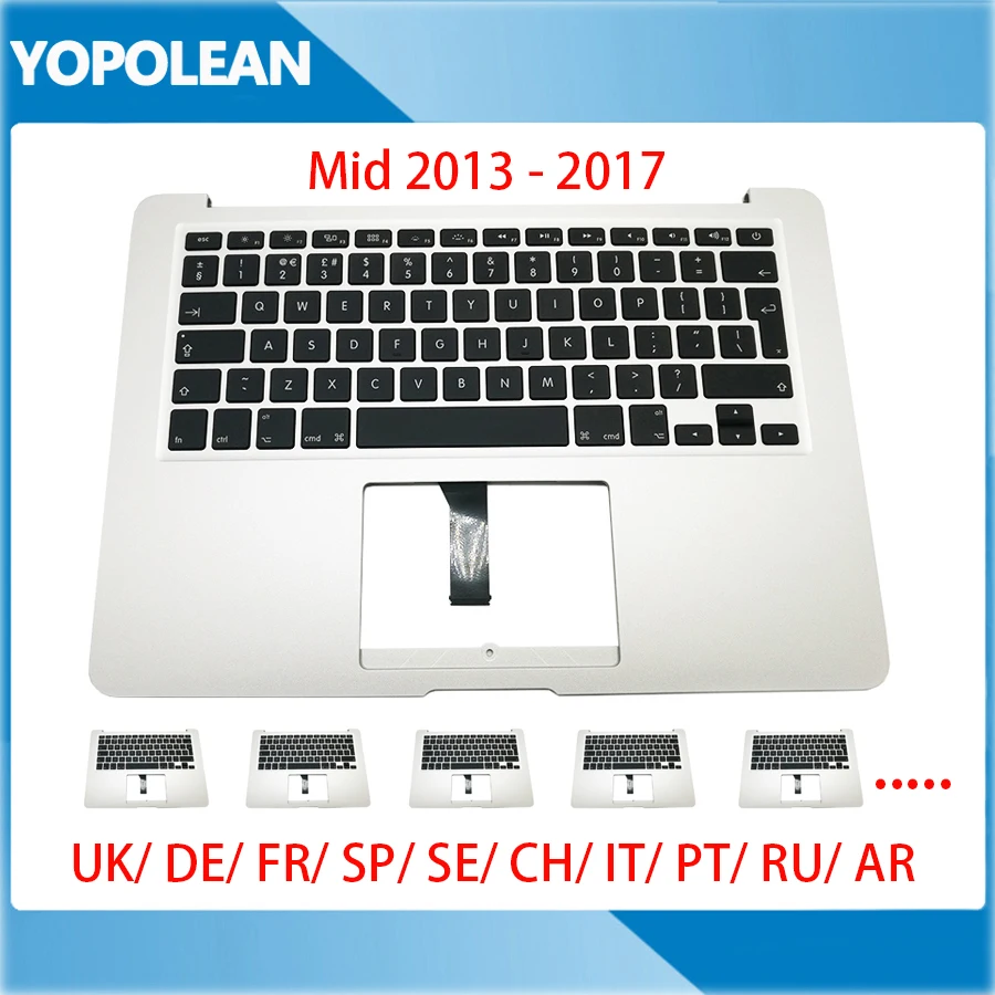 

Tested For MacBook Air 13" A1466 Top Case Topcase Keyboard US UK Germany French Spain Russian SE CH IT PT AR NO DK 2013-2017