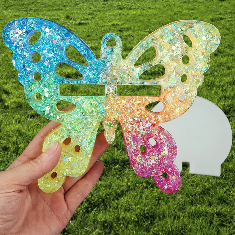 

New Creative Shiny Big Butterfly Storage Rack Stand Pendant Swing Table Silicone Mold Crystal Epoxy Moirregular Agate