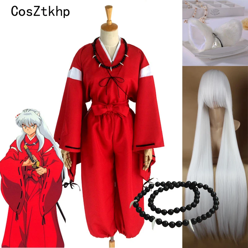 Горячее предложение аниме Inuyasha Косплей костюмы Красный японские кимоно Для