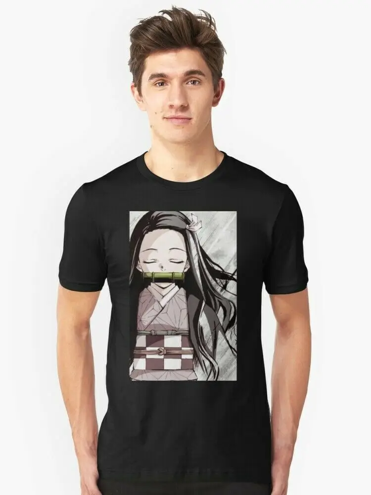 Nezuko Demon Hunters‎ tanjiro Kamado Kimetsu No Yaiba Аниме Черная футболка S 3Xl|Мужские футболки| |